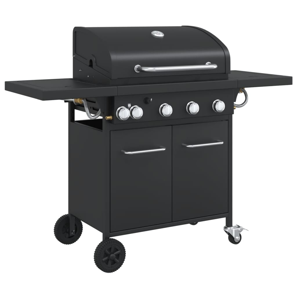vidaXL Gas BBQ Grill with 5 Burners Black Powder-coated Steel 2