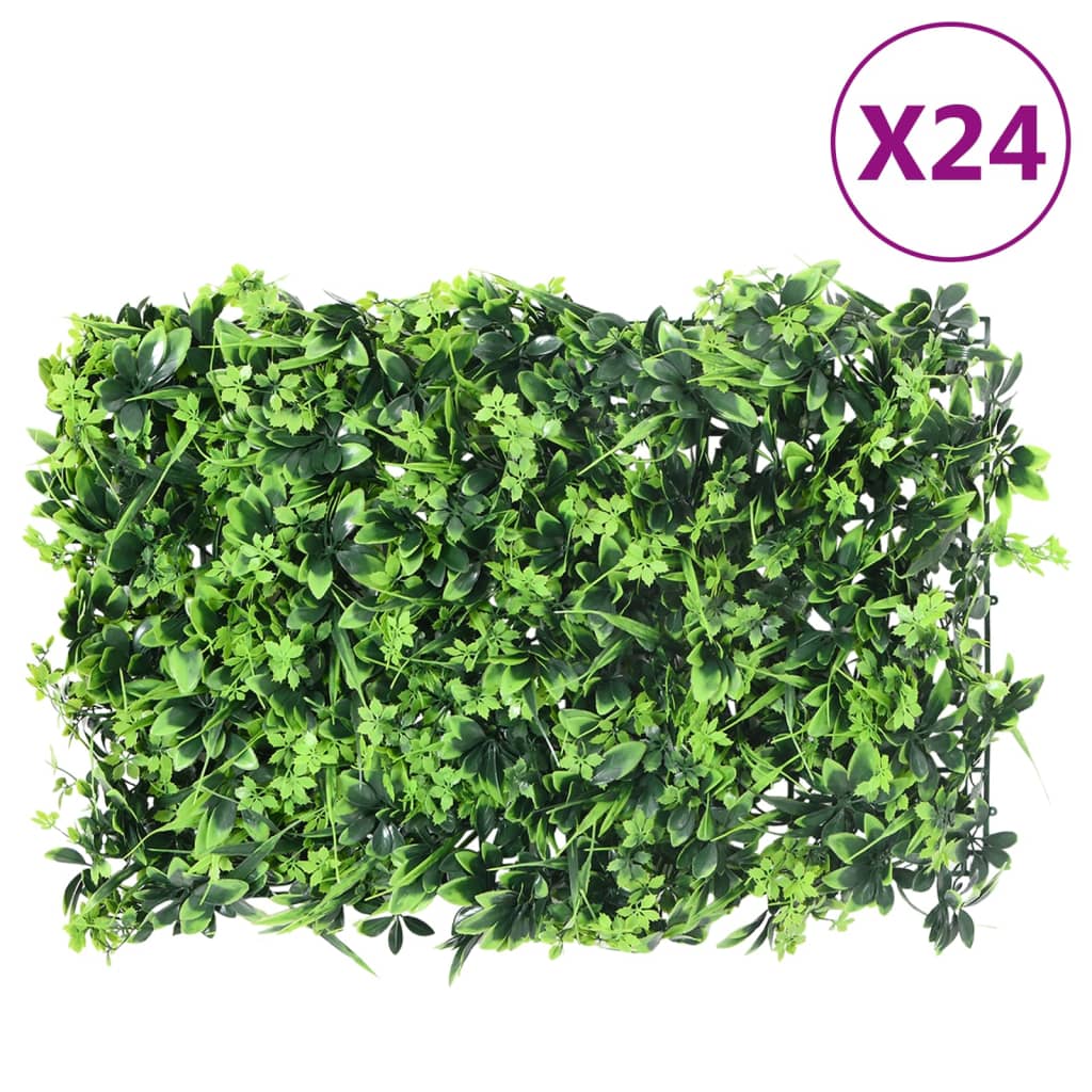 vidaXL Artificial Leaf Fence 24 pcs Green 40x60 cm 1