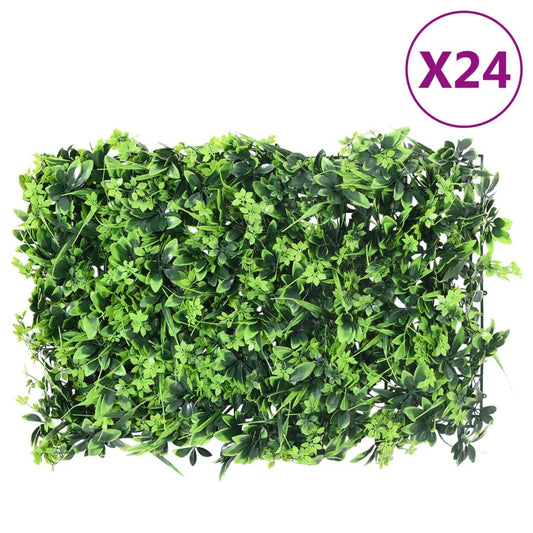 vidaXL Artificial Leaf Fence 24 pcs Green 40x60 cm 1