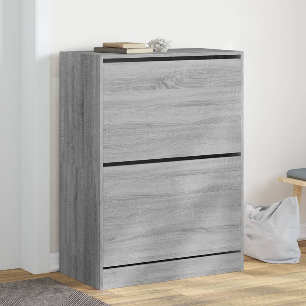 Shoe Cabinet with 2 Flip-Drawers Width 80 cm Depth 42 cm Grey sonoma 108 cm