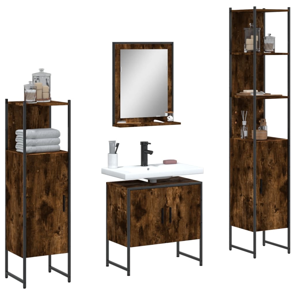 vidaXL 4 Piece Bathroom Cabinet Set Engineered Wood