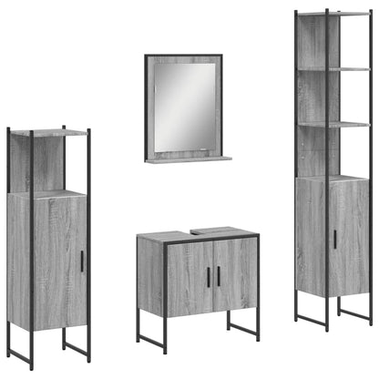 vidaXL 4 Piece Bathroom Cabinet Set Grey Sonoma Engineered Wood 2