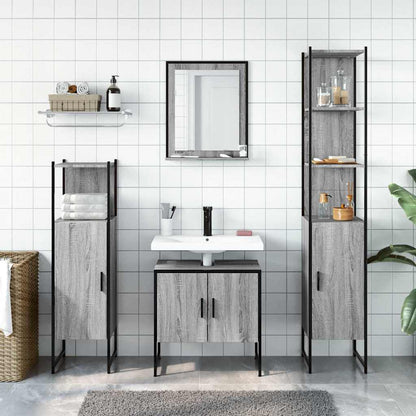 vidaXL 4 Piece Bathroom Cabinet Set Grey Sonoma Engineered Wood 3
