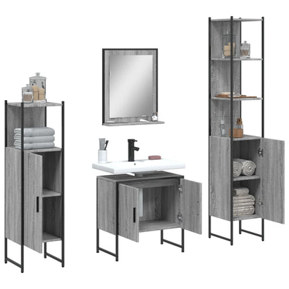 vidaXL 4 Piece Bathroom Cabinet Set Grey Sonoma Engineered Wood 4