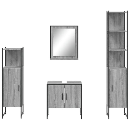 vidaXL 4 Piece Bathroom Cabinet Set Grey Sonoma Engineered Wood 6