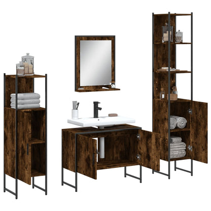 vidaXL 4 Piece Bathroom Cabinet Set Smoked Oak Engineered Wood 4