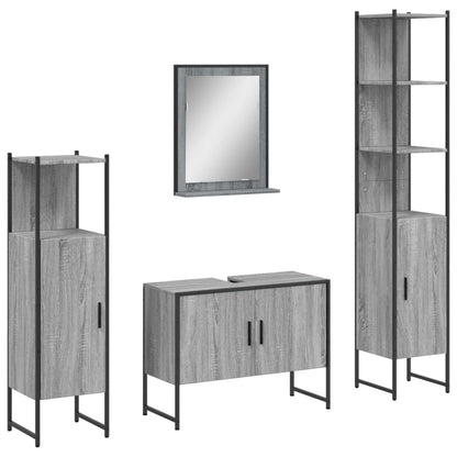 vidaXL 4 Piece Bathroom Cabinet Set Grey Sonoma Engineered Wood 2