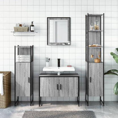 vidaXL 4 Piece Bathroom Cabinet Set Grey Sonoma Engineered Wood 3