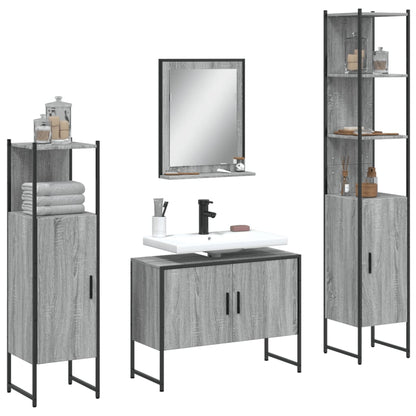 vidaXL 4 Piece Bathroom Cabinet Set Grey Sonoma Engineered Wood 1