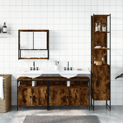 vidaXL 4 Piece Bathroom Furniture Set Smoked Oak Engineered Wood 3