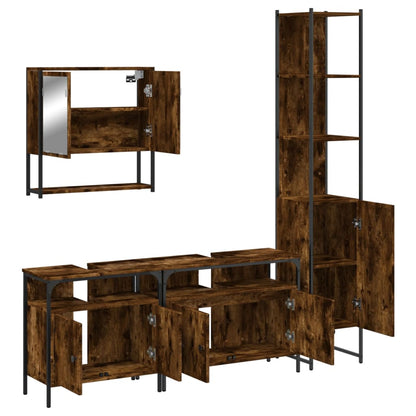 vidaXL 4 Piece Bathroom Furniture Set Smoked Oak Engineered Wood 5