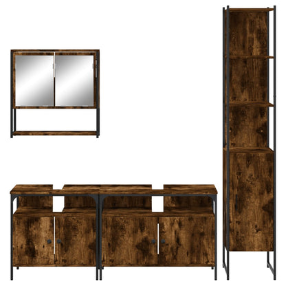 vidaXL 4 Piece Bathroom Furniture Set Smoked Oak Engineered Wood 6