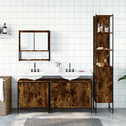 vidaXL 4 Piece Bathroom Furniture Set Smoked Oak Engineered Wood 3
