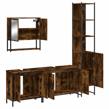 vidaXL 4 Piece Bathroom Furniture Set Smoked Oak Engineered Wood 5