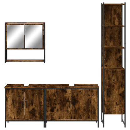 vidaXL 4 Piece Bathroom Furniture Set Smoked Oak Engineered Wood 6