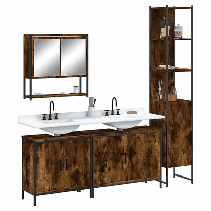 vidaXL 4 Piece Bathroom Furniture Set Smoked Oak Engineered Wood 1