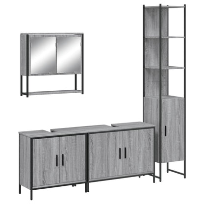 vidaXL 4 Piece Bathroom Furniture Set Grey Sonoma Engineered Wood 2