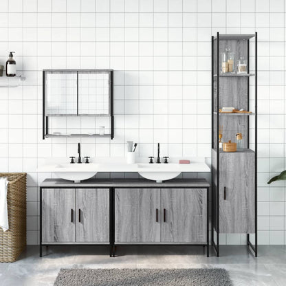 vidaXL 4 Piece Bathroom Furniture Set Grey Sonoma Engineered Wood 3