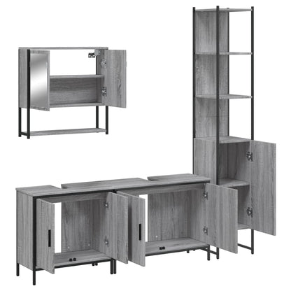 vidaXL 4 Piece Bathroom Furniture Set Grey Sonoma Engineered Wood 5