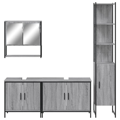 vidaXL 4 Piece Bathroom Furniture Set Grey Sonoma Engineered Wood 6