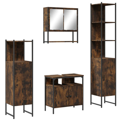 vidaXL 4 Piece Bathroom Furniture Set Smoked Oak Engineered Wood 2