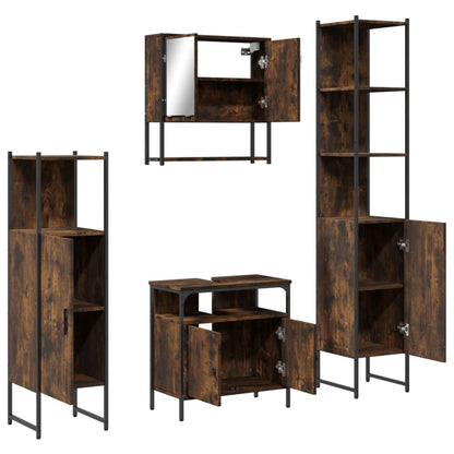 vidaXL 4 Piece Bathroom Furniture Set Smoked Oak Engineered Wood 5