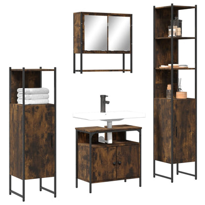 vidaXL 4 Piece Bathroom Furniture Set Smoked Oak Engineered Wood 1