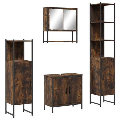 vidaXL 4 Piece Bathroom Furniture Set Smoked Oak Engineered Wood 2