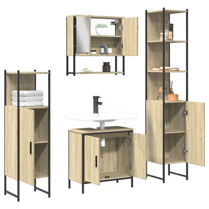 vidaXL 4 Piece Bathroom Furniture Set Smoked Oak Engineered Wood 3