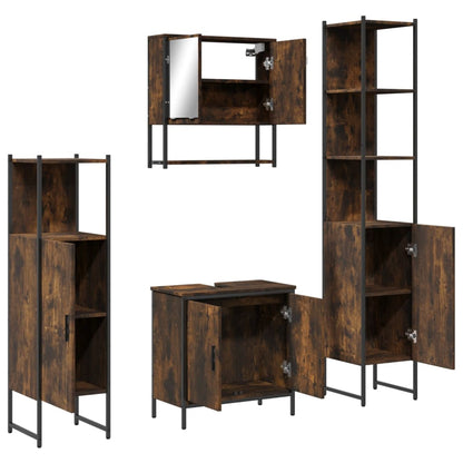 vidaXL 4 Piece Bathroom Furniture Set Smoked Oak Engineered Wood 5