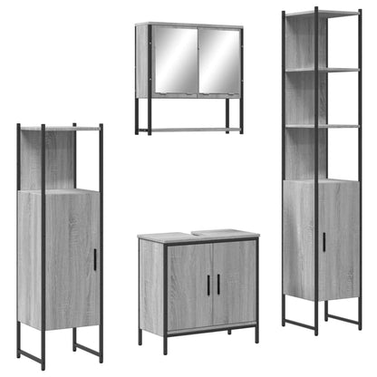 vidaXL 4 Piece Bathroom Furniture Set Grey Sonoma Engineered Wood 2