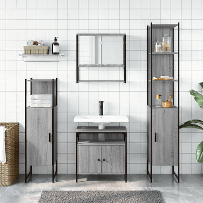 vidaXL 4 Piece Bathroom Furniture Set Grey Sonoma Engineered Wood 3