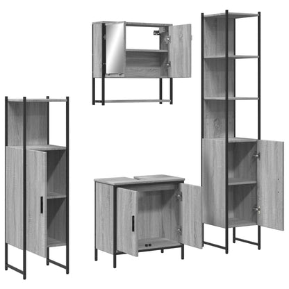 vidaXL 4 Piece Bathroom Furniture Set Grey Sonoma Engineered Wood 5