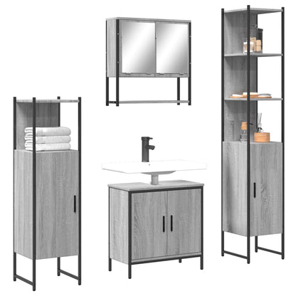 vidaXL 4 Piece Bathroom Furniture Set Grey Sonoma Engineered Wood 1