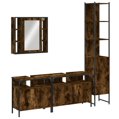 vidaXL 4 Piece Bathroom Cabinet Set Smoked Oak Engineered Wood 2