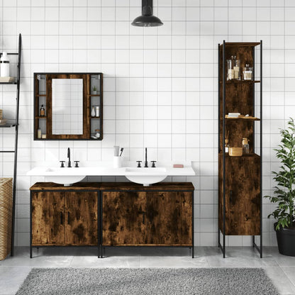 vidaXL 4 Piece Bathroom Cabinet Set Smoked Oak Engineered Wood 3