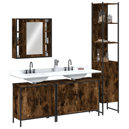 vidaXL 4 Piece Bathroom Cabinet Set Smoked Oak Engineered Wood 1