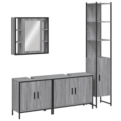 vidaXL 4 Piece Bathroom Cabinet Set Grey Sonoma Engineered Wood 2