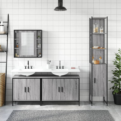 vidaXL 4 Piece Bathroom Cabinet Set Grey Sonoma Engineered Wood 3