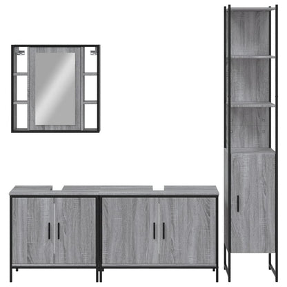 vidaXL 4 Piece Bathroom Cabinet Set Grey Sonoma Engineered Wood 6