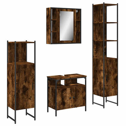 4 Piece Bathroom Cabinet Set Engineered Wood Smoked oak