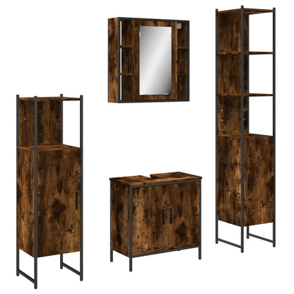 4 Piece Bathroom Cabinet Set Engineered Wood Smoked oak
