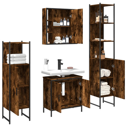 vidaXL 4 Piece Bathroom Cabinet Set Smoked Oak Engineered Wood 4