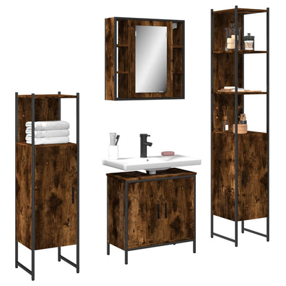vidaXL 4 Piece Bathroom Cabinet Set Smoked Oak Engineered Wood 1