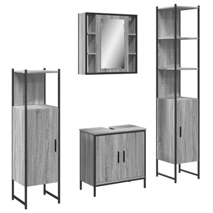 vidaXL 4 Piece Bathroom Cabinet Set Grey Sonoma Engineered Wood 2