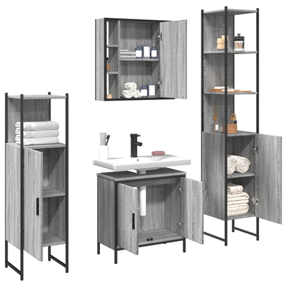 vidaXL 4 Piece Bathroom Cabinet Set Grey Sonoma Engineered Wood 4