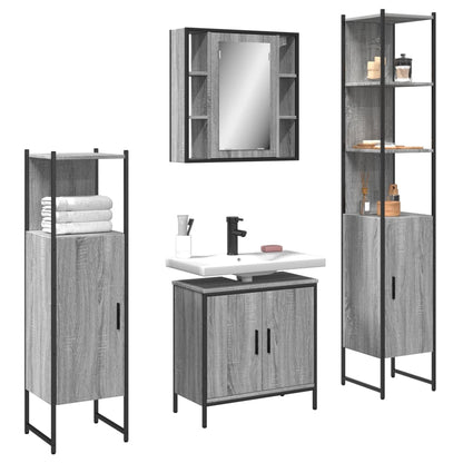 vidaXL 4 Piece Bathroom Cabinet Set Grey Sonoma Engineered Wood 1