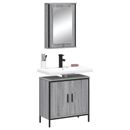 2 Piece Bathroom Furniture Set Engineered Wood Grey sonoma