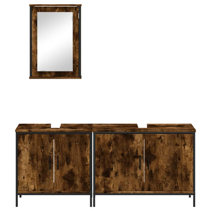 3 Piece Bathroom Furniture Set Engineered Wood Smoked oak