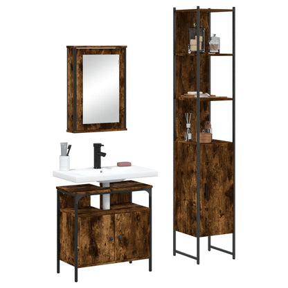 Bathroom Furniture Set 3 pcs Engineered Wood Smoked oak